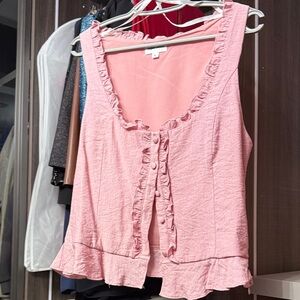 Superdown Blush Ruffle Trim Blouse